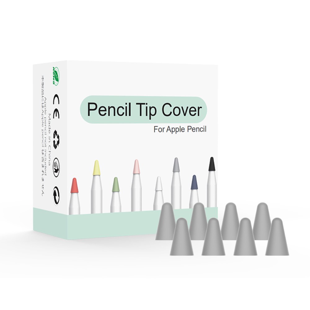  8-PACK Apple Pencil 1/2/Pro Spetsskydd / Tip Cover Grå