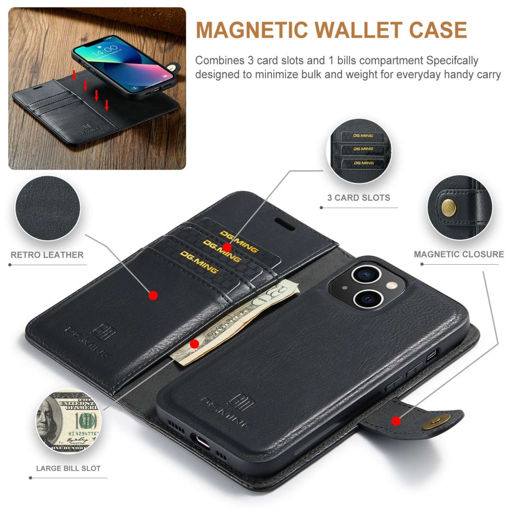 DG.MING DG.MING iPhone 14 2in1 Magnet Fodral / Skal Svart