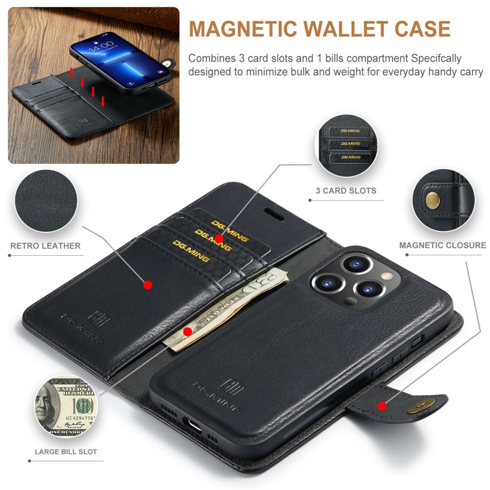 DG.MING DG.MING iPhone 14 Pro 2in1 Magnet Fodral / Skal Svart