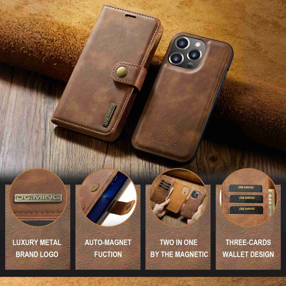 DG.MING DG.MING iPhone 14 Pro 2in1 Magnet Fodral / Skal Brun