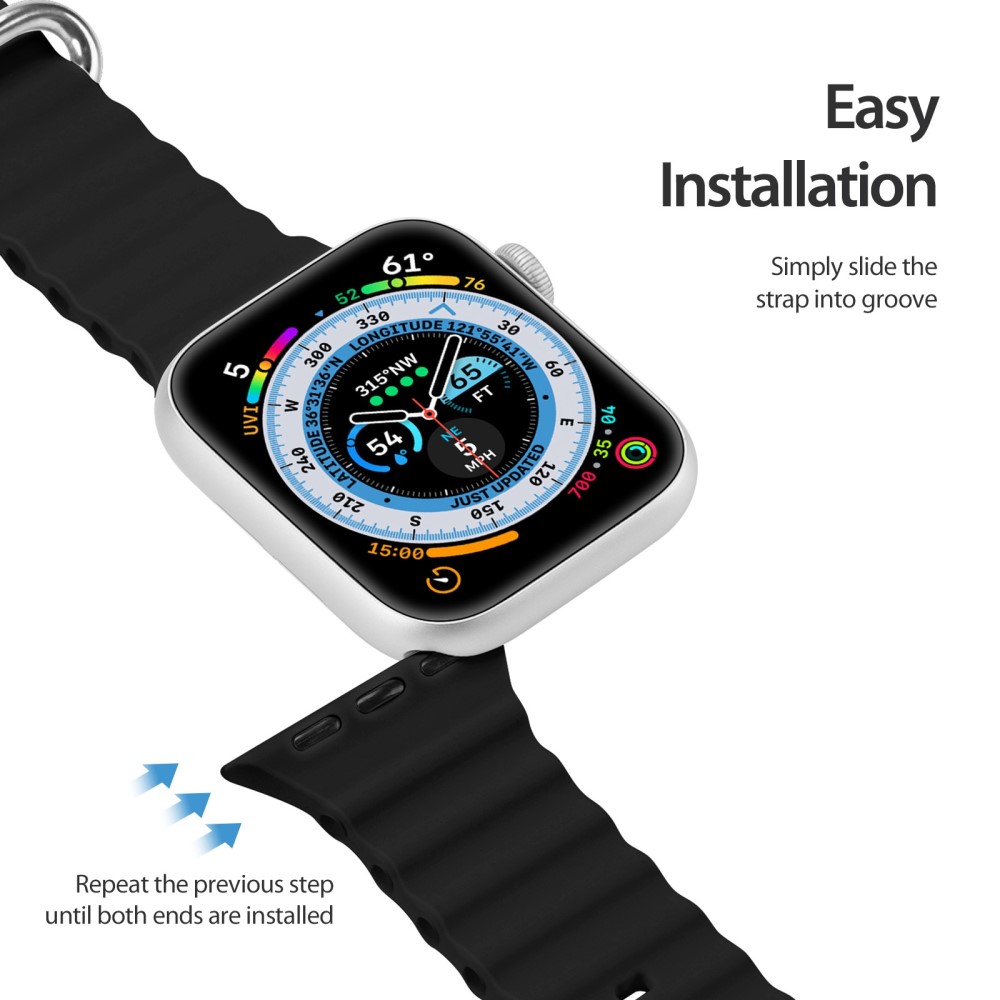 DUX DUCIS DUX DUCIS Apple Watch 42/44/45/46/49 mm Armband Wave Design Svart