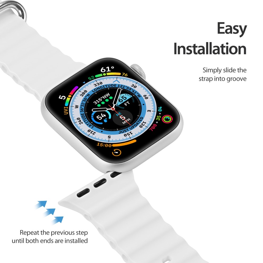 DUX DUCIS DUX DUCIS Apple Watch 42/44/45/46/49 mm Armband Wave Design Vit