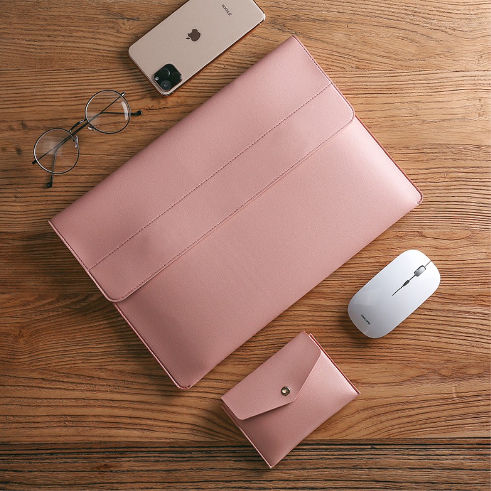  Laptop Sleeve 2-Set PU-Läder Väska 15.4