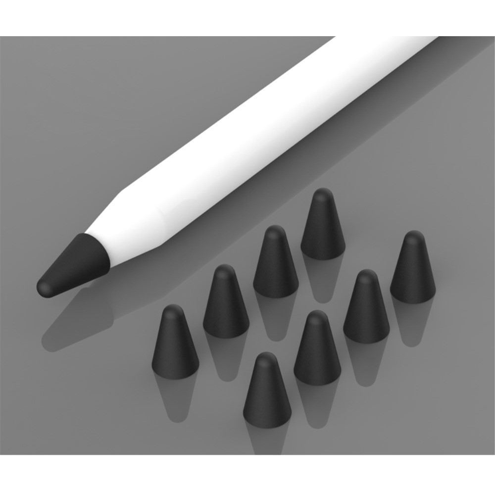  8-PACK Apple Pencil 1/2/Pro Spetsskydd / Tip Cover Svart