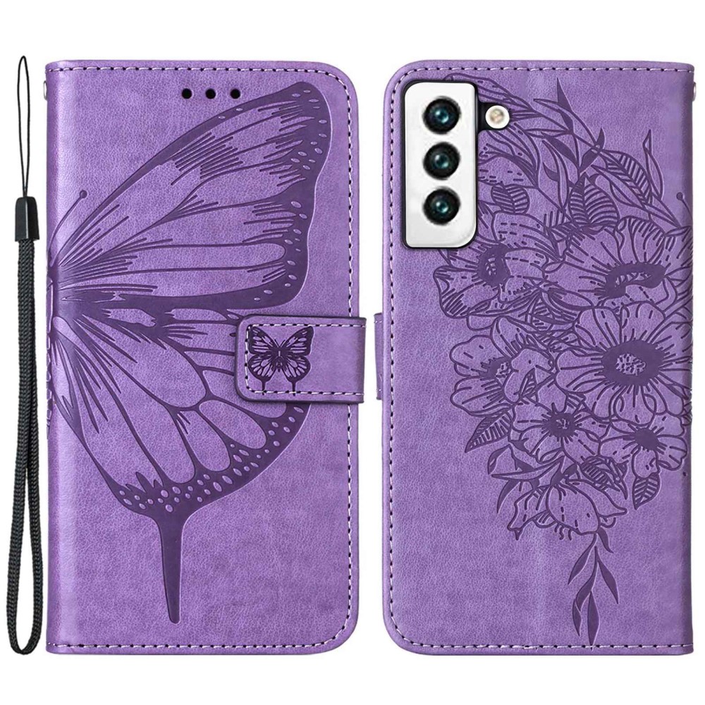  Samsung Galaxy S23 Fodral Fjäril Tryck Lila