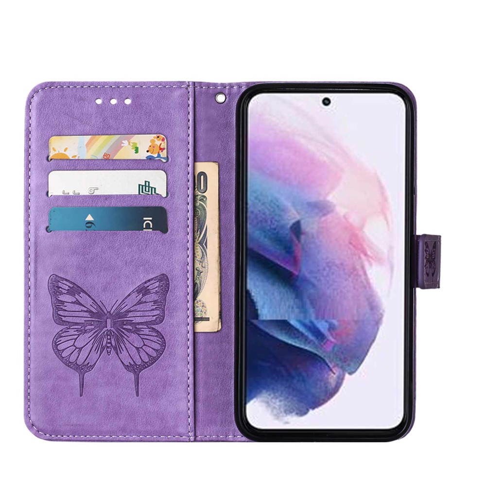  Samsung Galaxy S23 Fodral Fjäril Tryck Lila