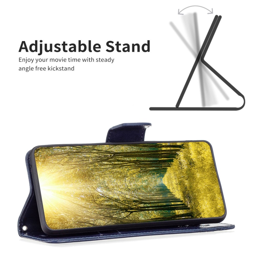  Samsung Galaxy S23 Fodral Med Fjäril Tryck Mörk Blå