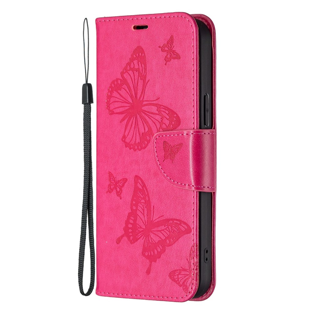  Samsung Galaxy S23 Fodral Med Fjäril Tryck Rosa
