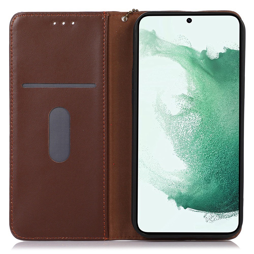 KHAZNEH KHAZNEH Galaxy S23 Äkta Läder Nappa Textur Brun