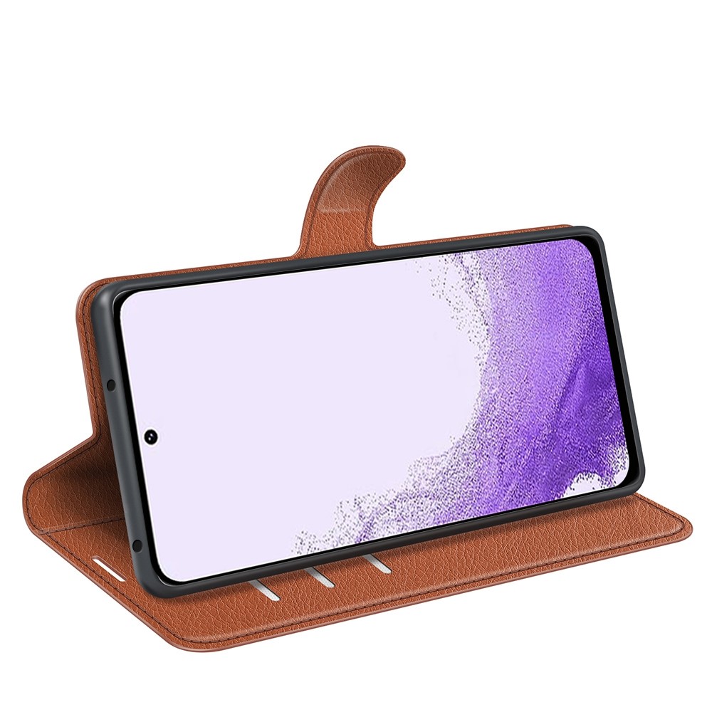  Samsung Galaxy S23 Fodral Litchi Läder Brun