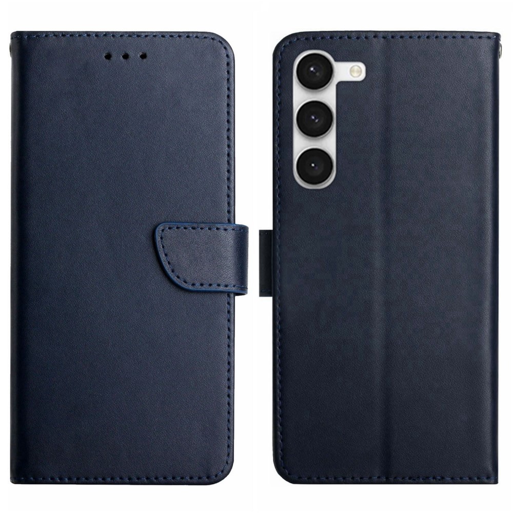  Samsung Galaxy S23 Äkta Läder Fodral Nappa Textur Blå