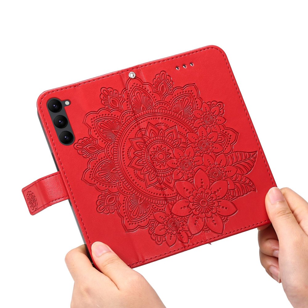  Samsung Galaxy S23 Fodral Mandala Läder Röd