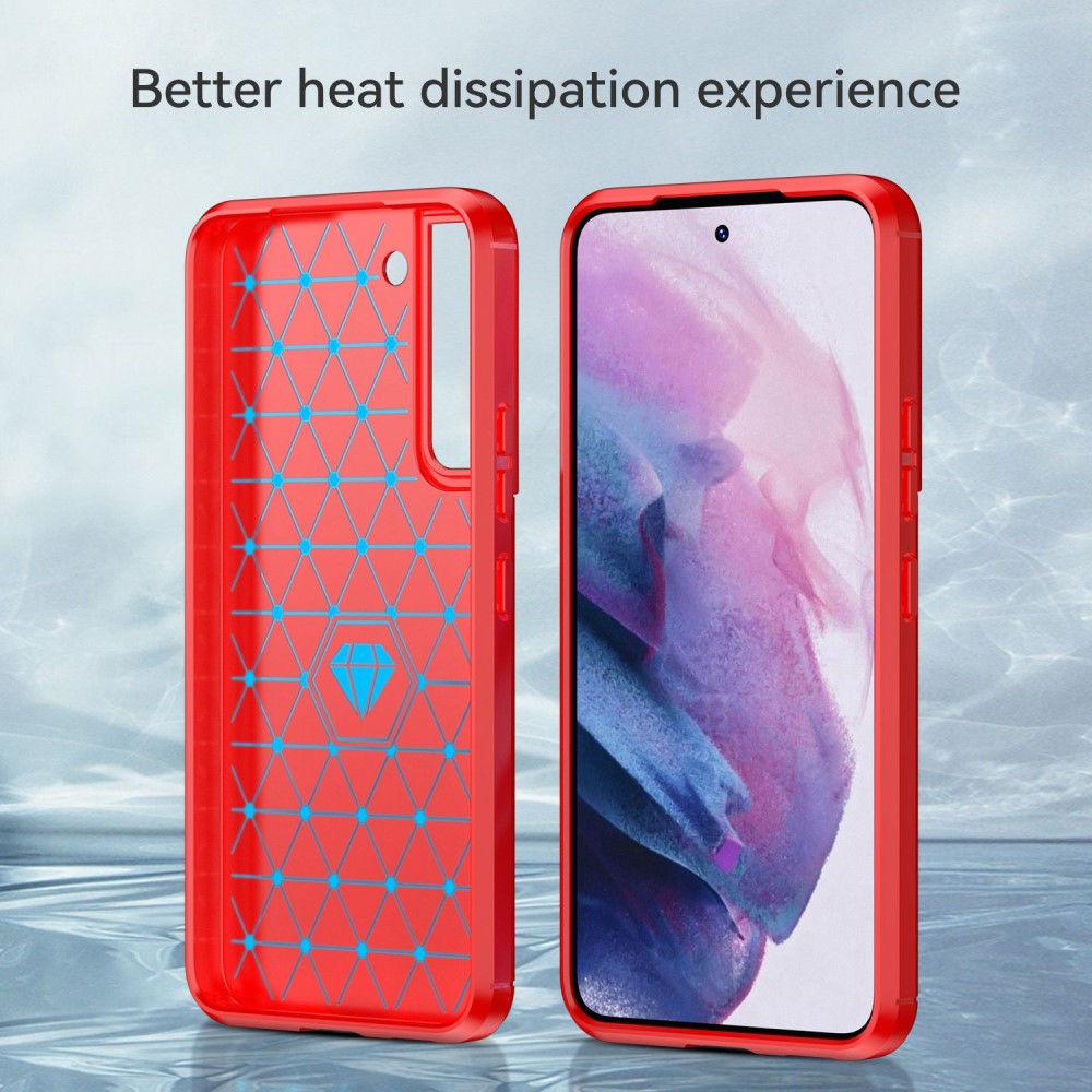  Samsung Galaxy S23 Skal Borstad Stål Textur Röd