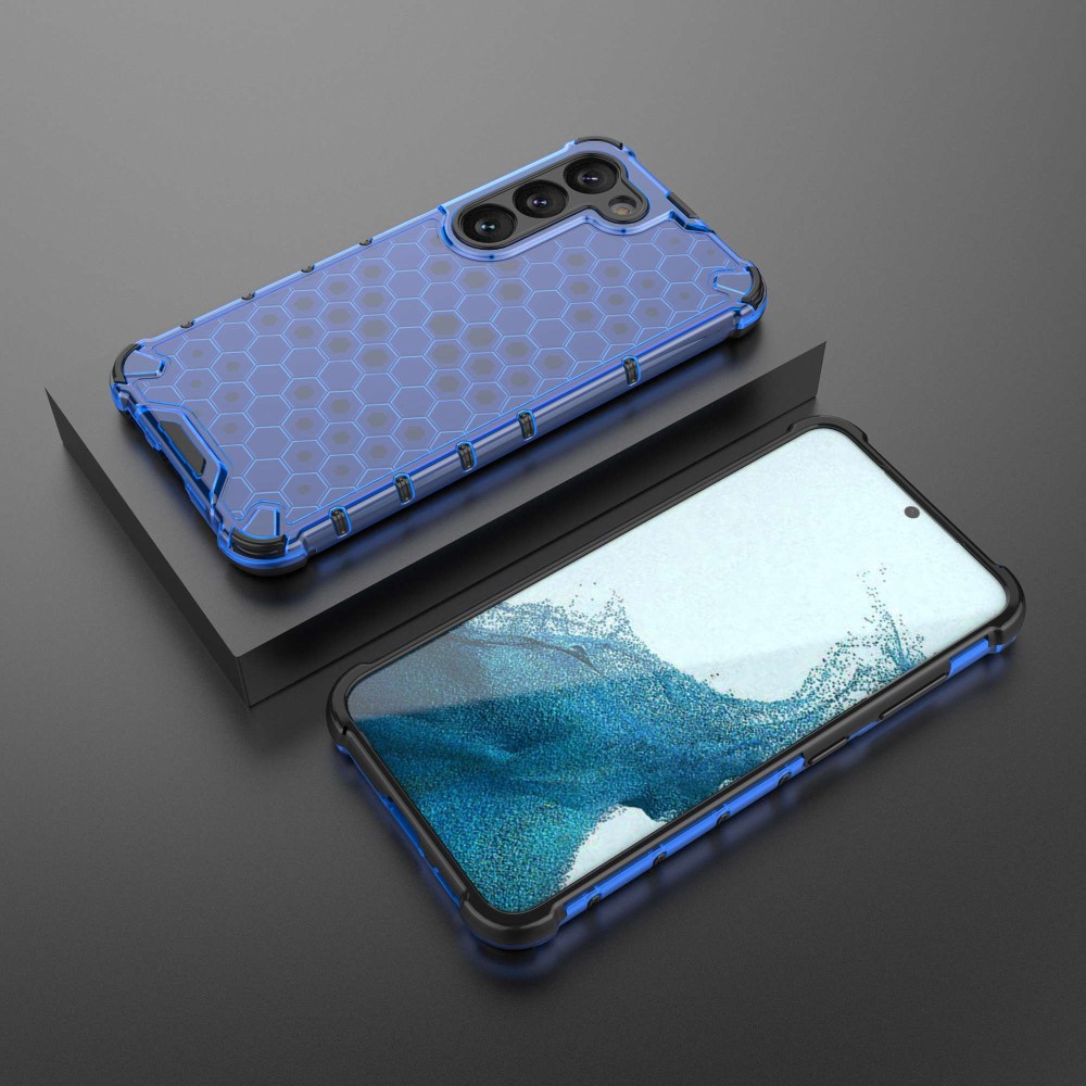  Samsung Galaxy S23 Skal Shockproof Honeycomb Textur Blå