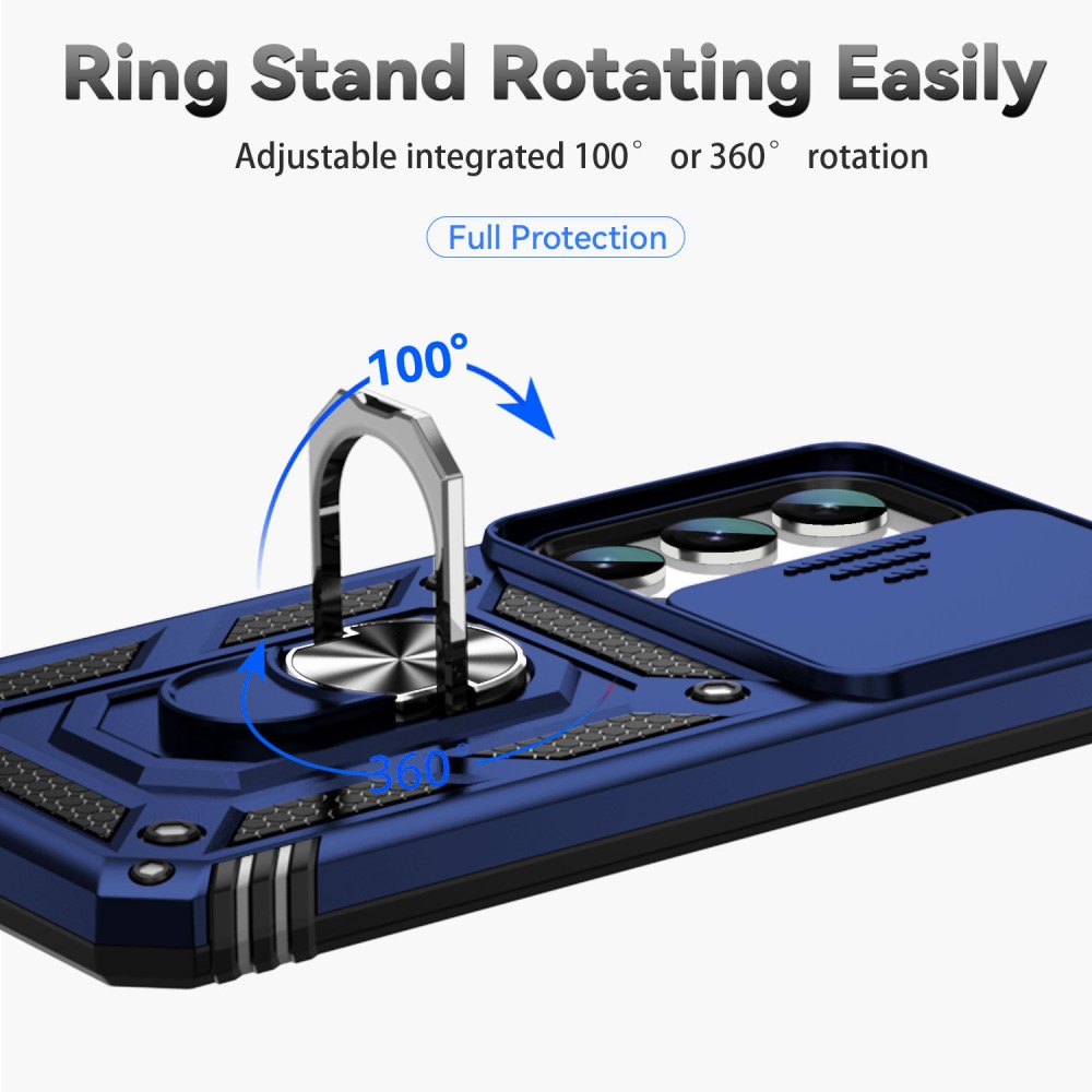  Samsung Galaxy S23 Skal Hybrid CamShield Ring Blå