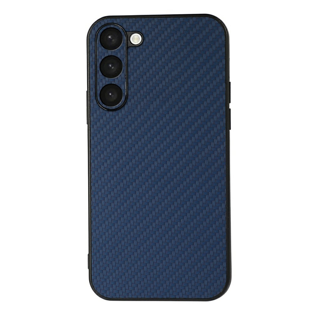  Samsung Galaxy S23 Skal Läderbelagt Kolfiber Textur Blå