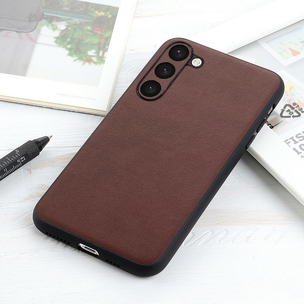  Samsung Galaxy S23 Skal Äkta Läder Belagt Brun