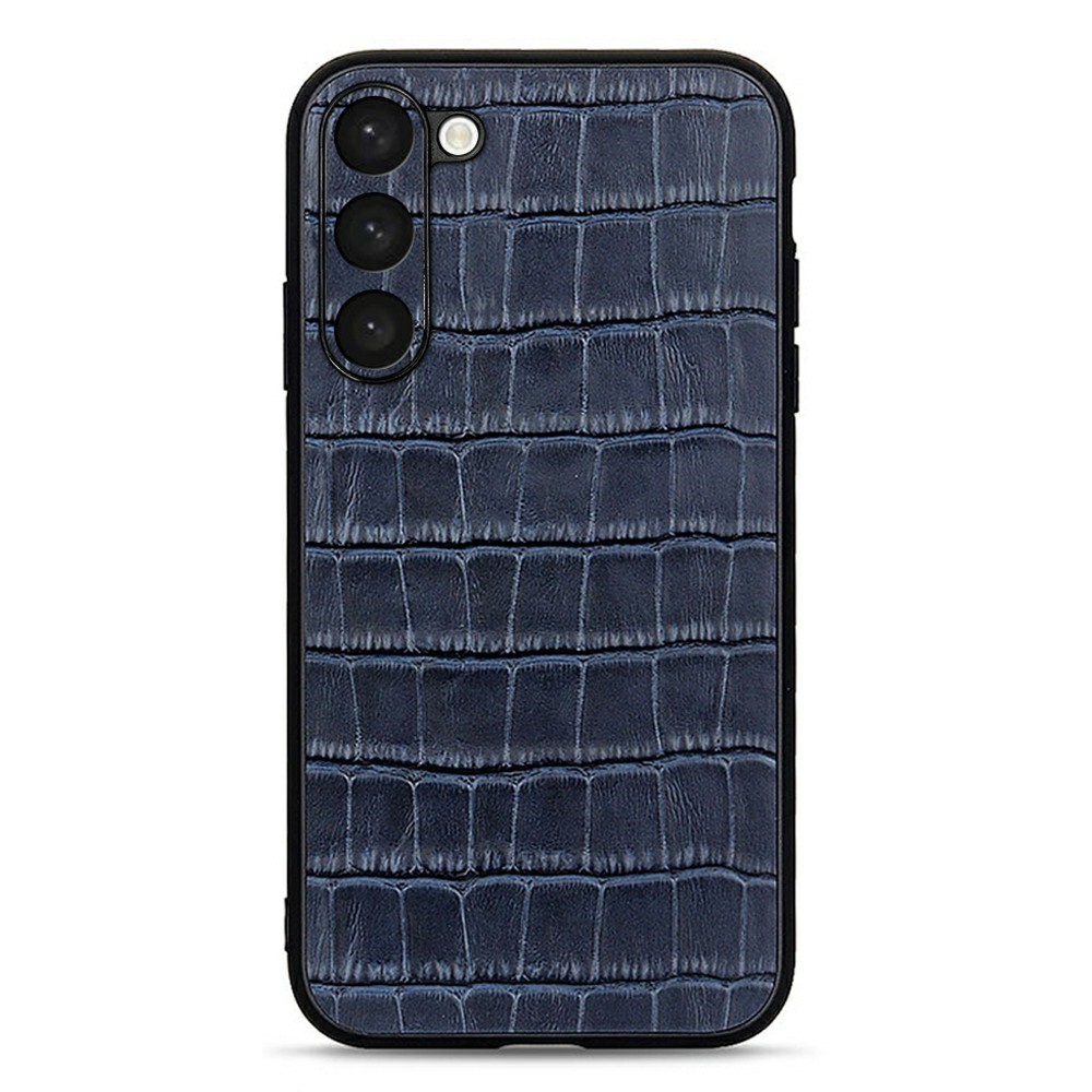  Samsung Galaxy S23 Skal Äkta Läder Krokodil Textur Blå