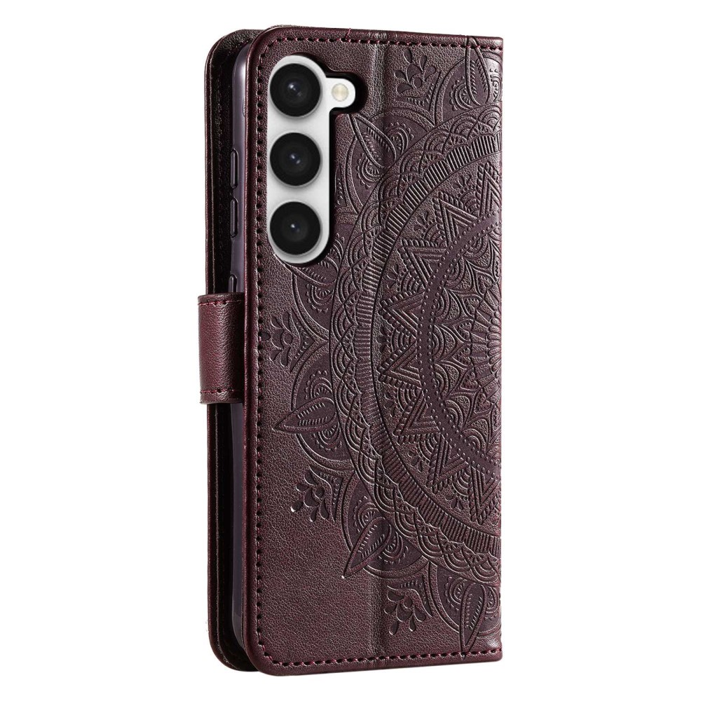  Samsung Galaxy S23 Fodral Mandala Läder Brun