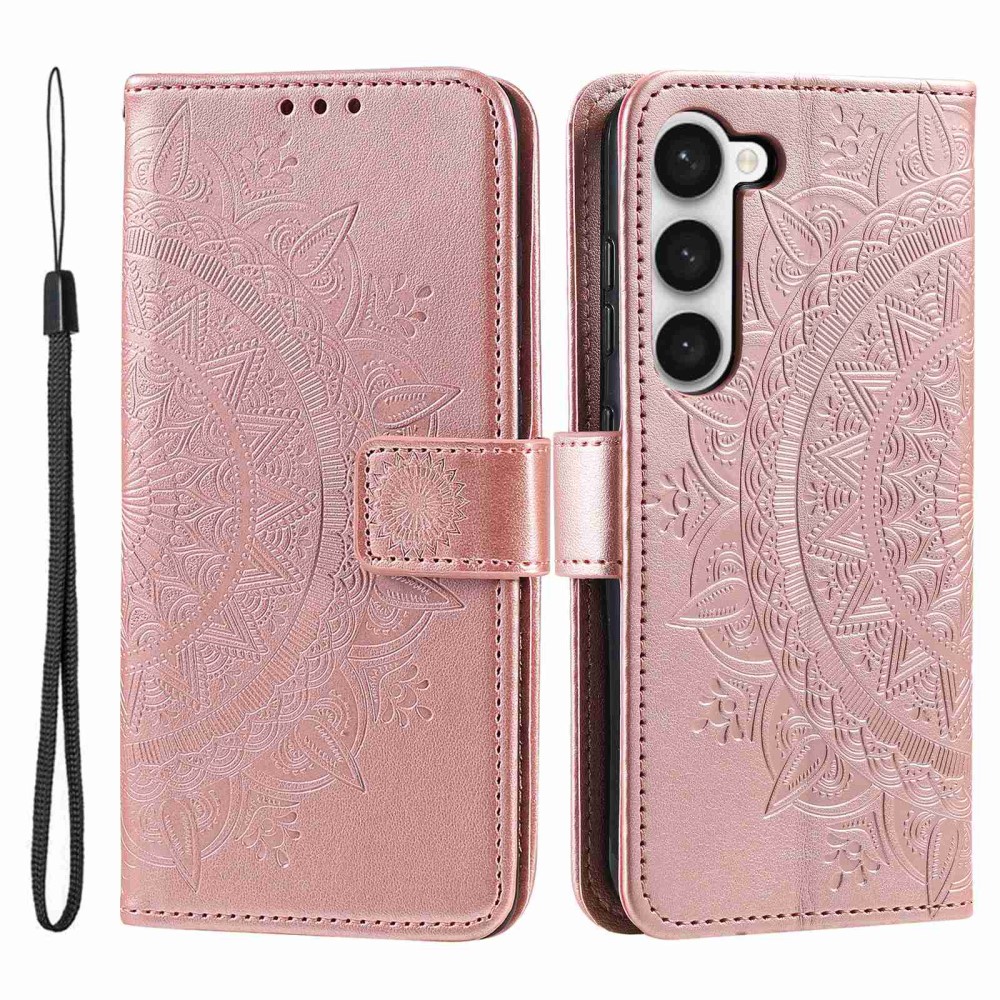  Samsung Galaxy S23 Fodral Mandala Läder Roséguld