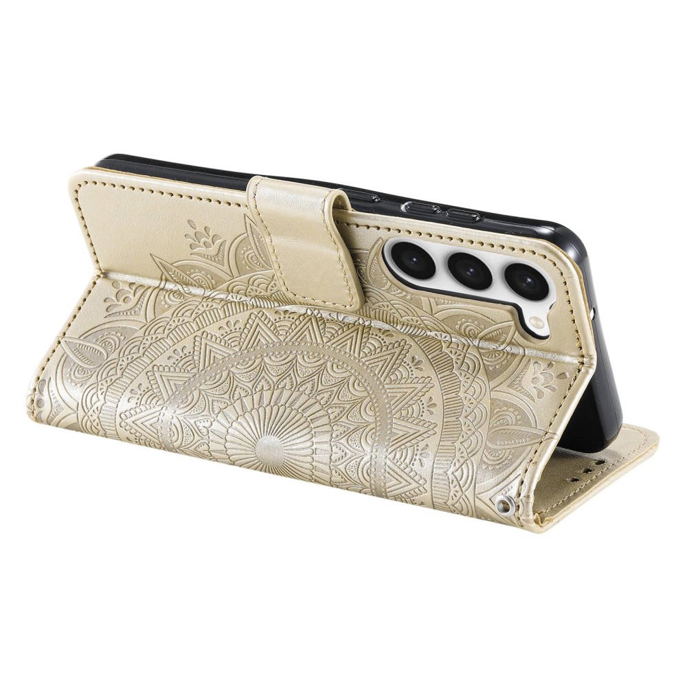  Samsung Galaxy S23 Fodral Mandala Läder Guld