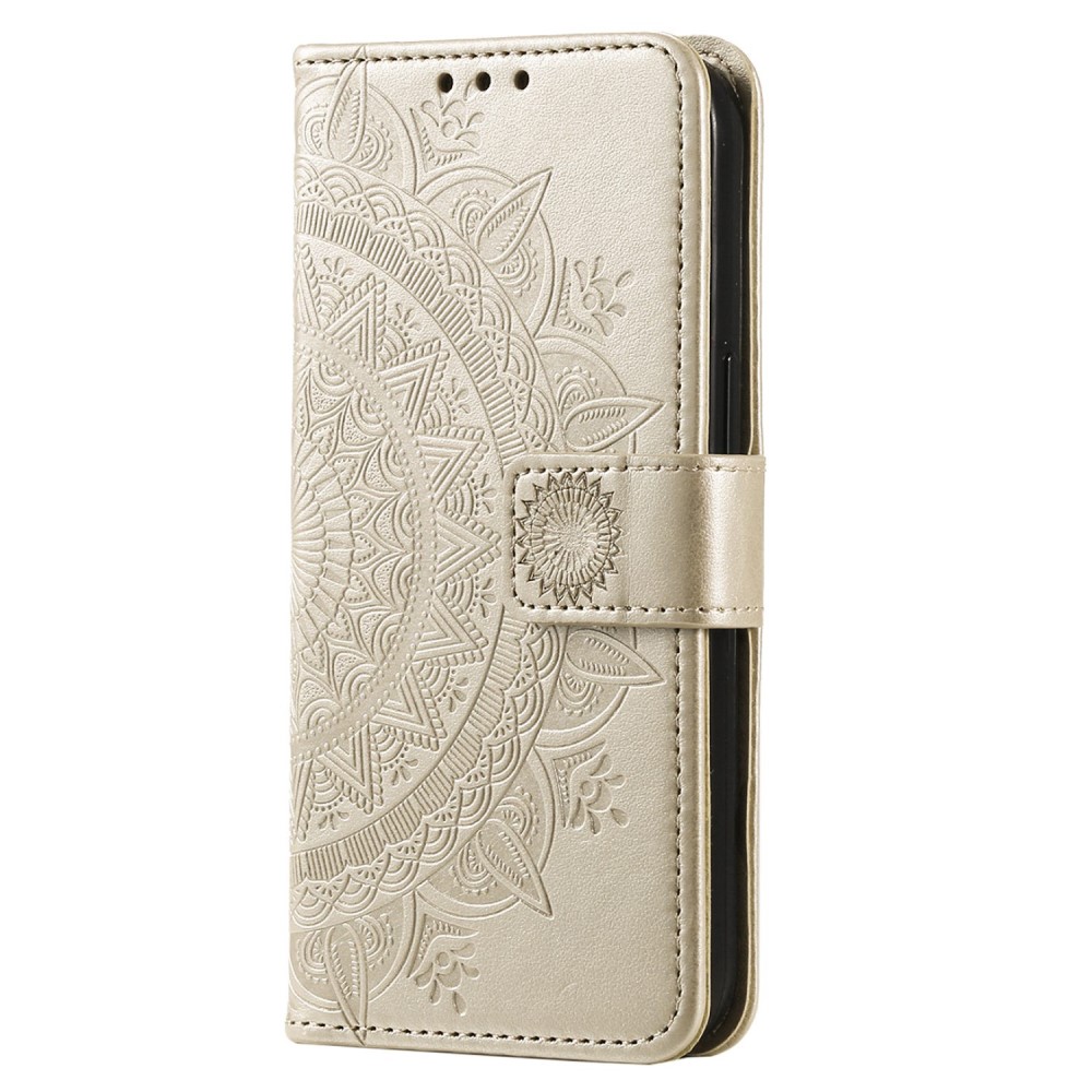  Samsung Galaxy S23 Fodral Mandala Läder Guld