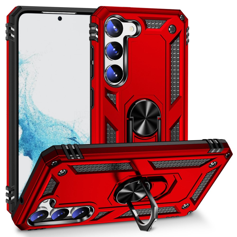  Samsung Galaxy S23 Skal Shockproof Ring Hybrid Röd