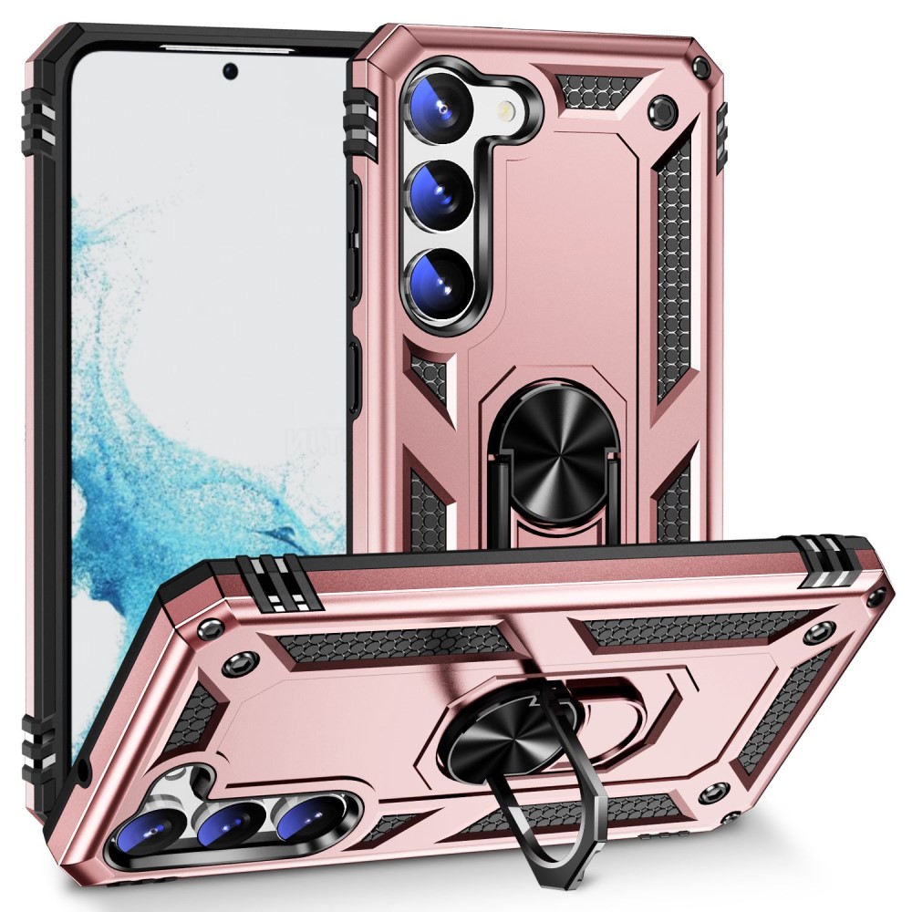  Samsung Galaxy S23 Skal Shockproof Ring Hybrid Roséguld