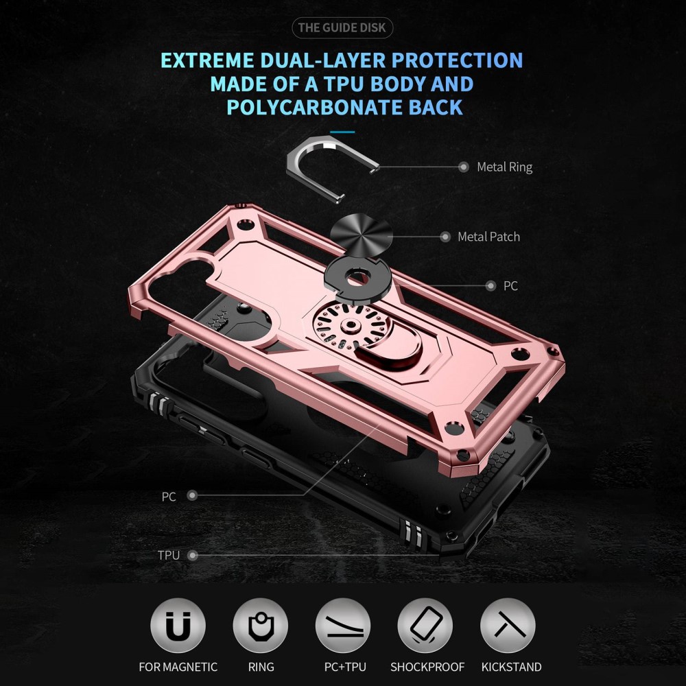  Samsung Galaxy S23 Skal Shockproof Ring Hybrid Roséguld