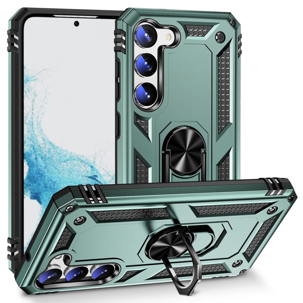  Samsung Galaxy S23 Skal Shockproof Ring Hybrid Mör