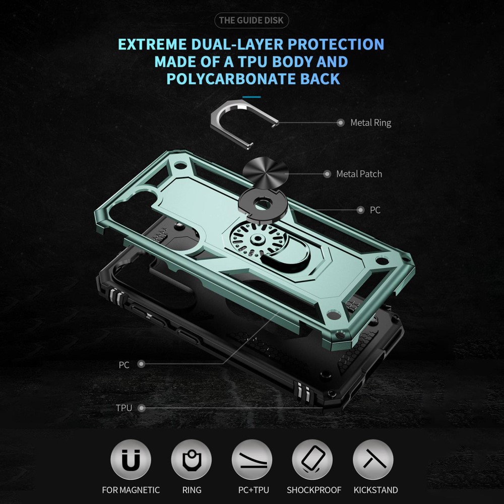  Samsung Galaxy S23 Skal Shockproof Ring Hybrid Mör