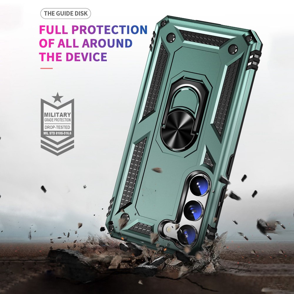  Samsung Galaxy S23 Skal Shockproof Ring Hybrid Mör