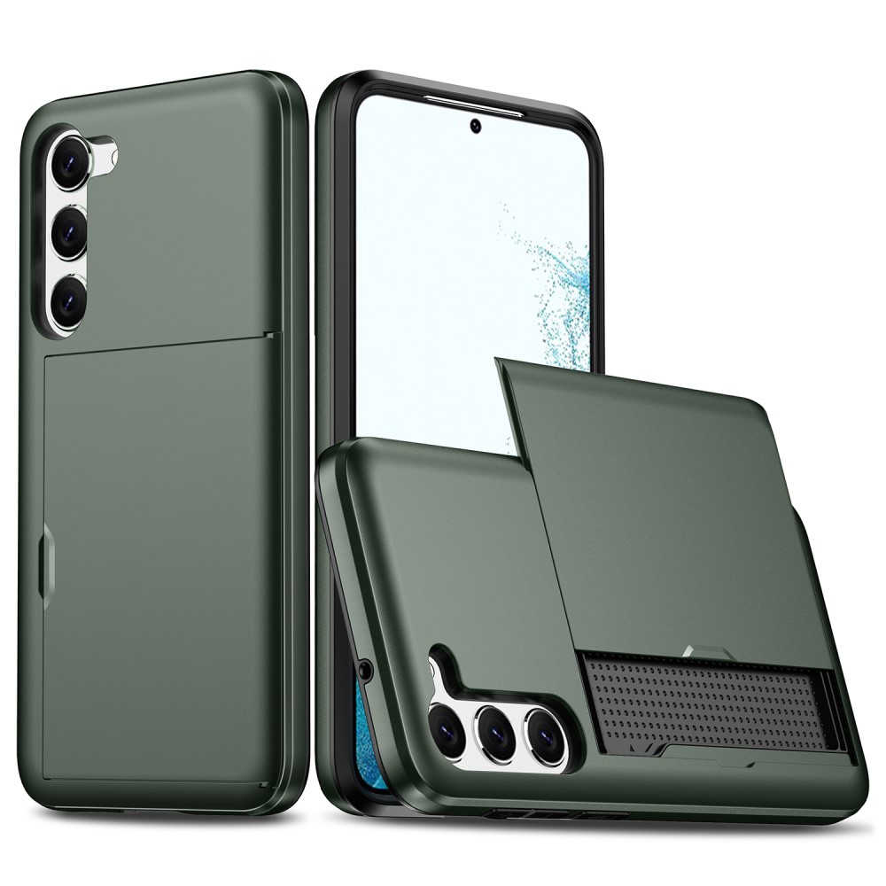  Samsung Galaxy S23 Skal Med Korthållare Militär Grön