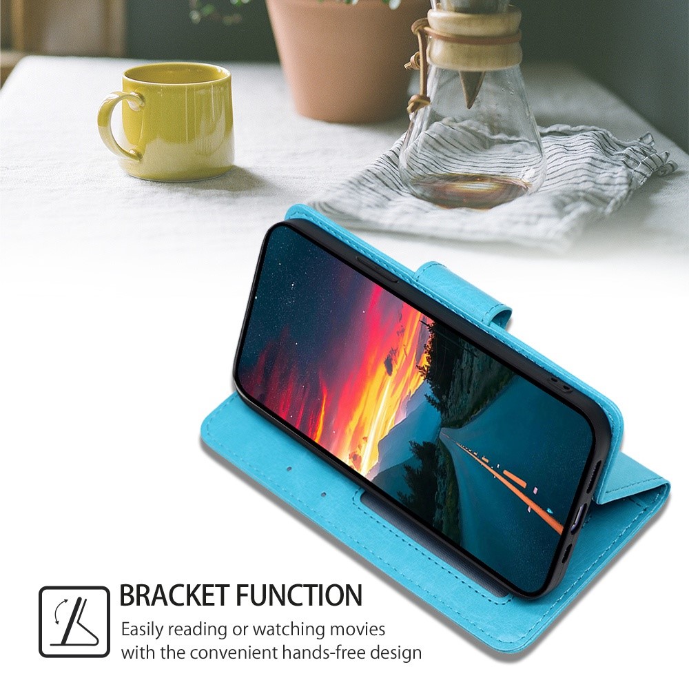  Samsung Galaxy S23 Fodral Läder Ljus Blå