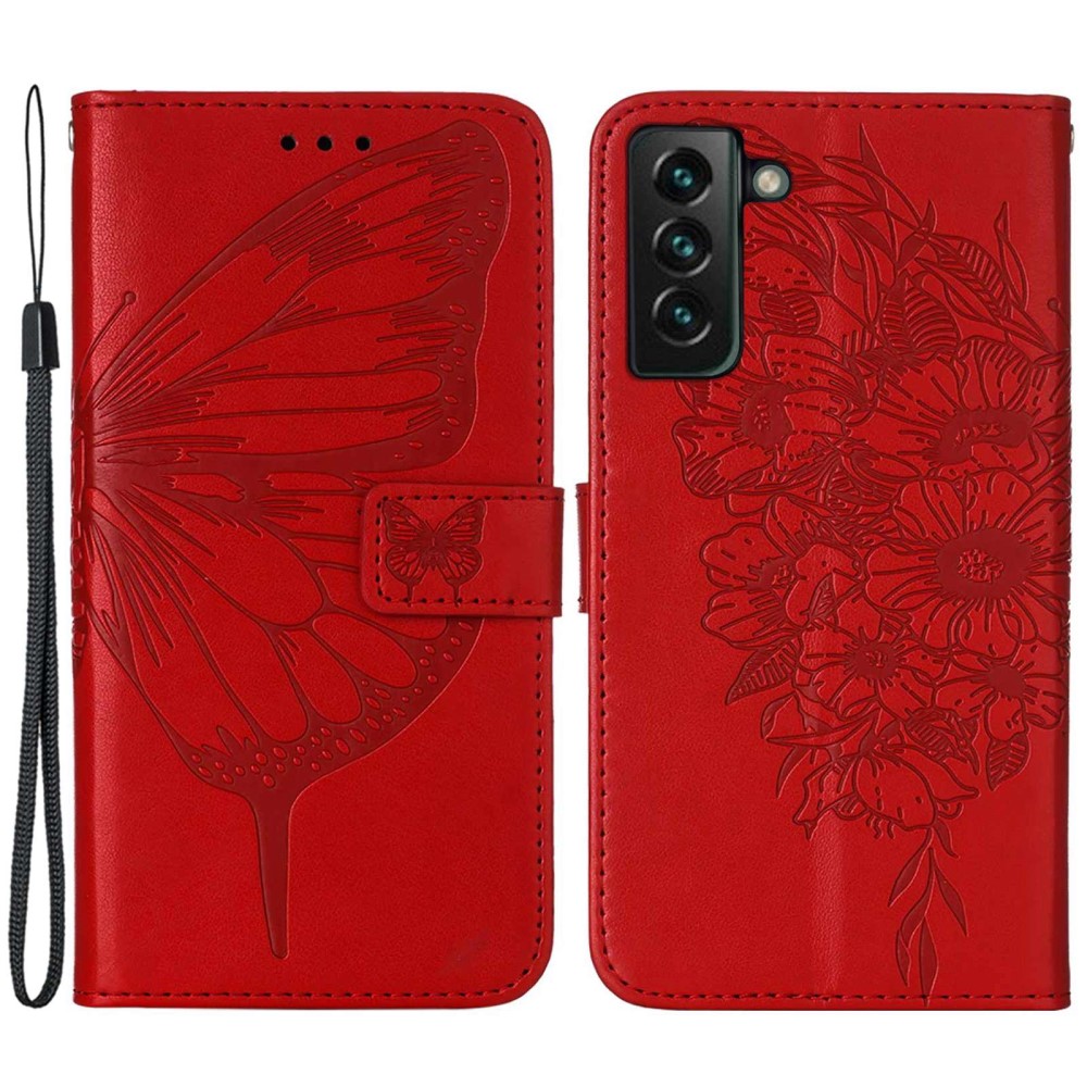  Samsung Galaxy S23 Plus Fodral Fjäril Röd