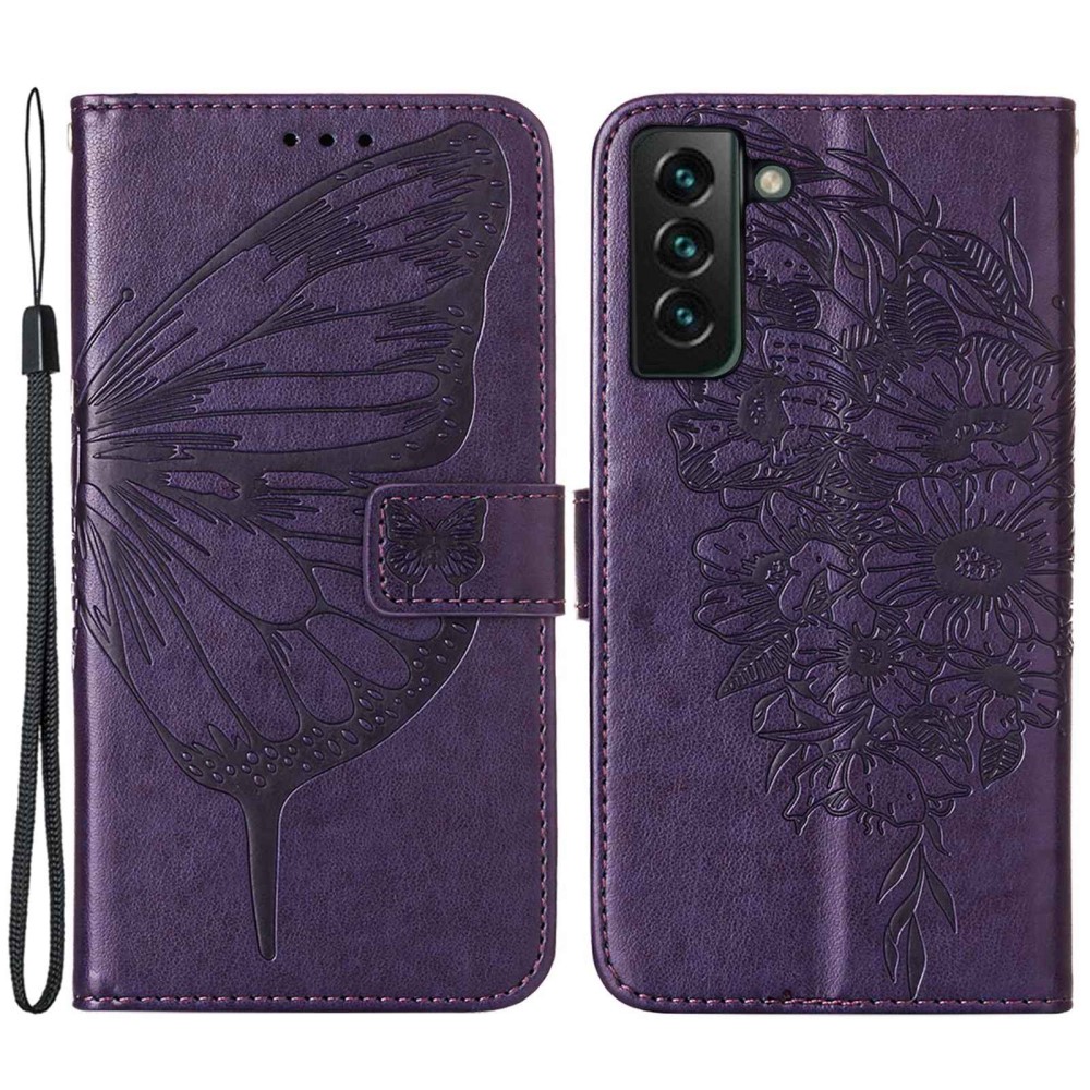  Samsung Galaxy S23 Plus Fodral Fjäril Mörk Lila