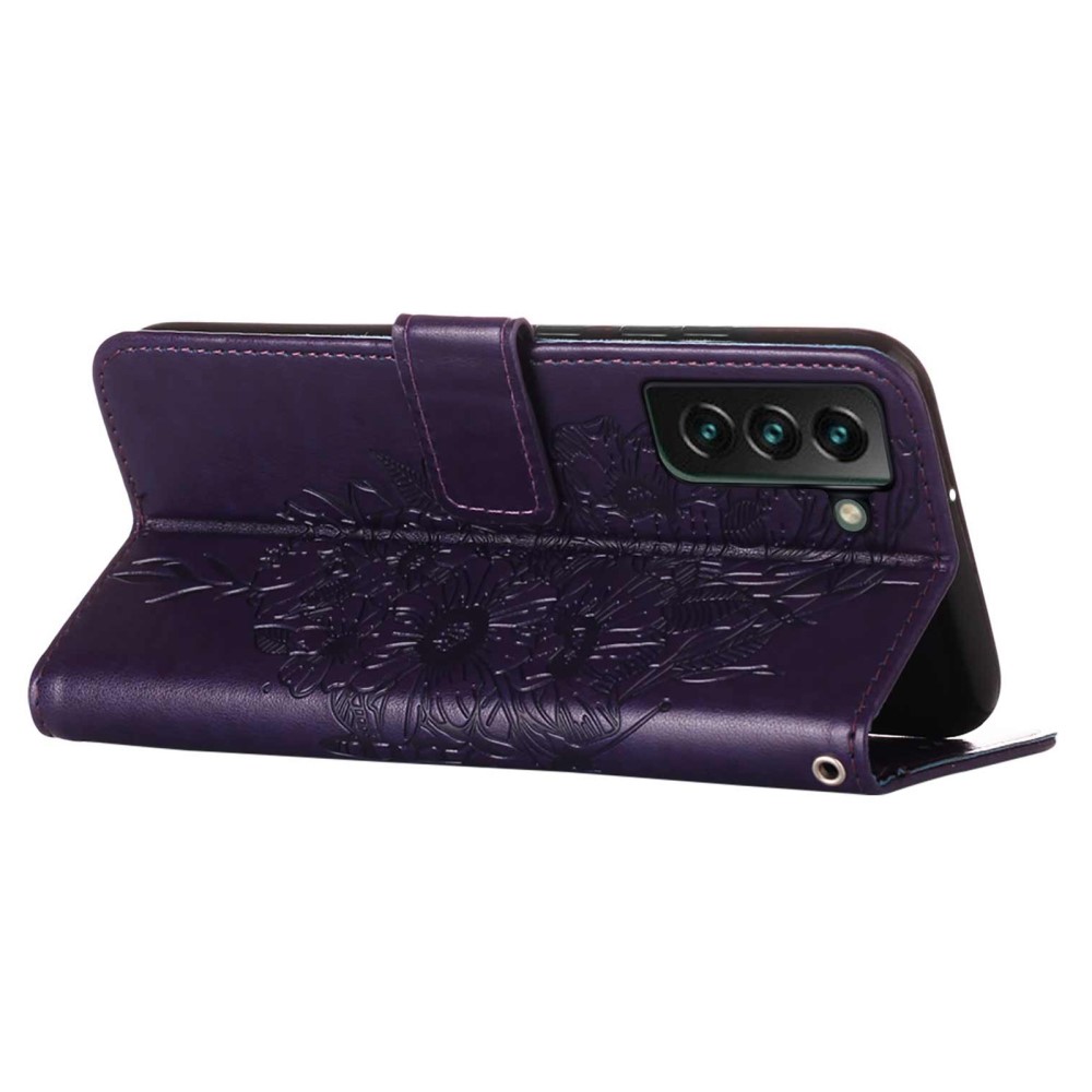  Samsung Galaxy S23 Plus Fodral Fjäril Mörk Lila