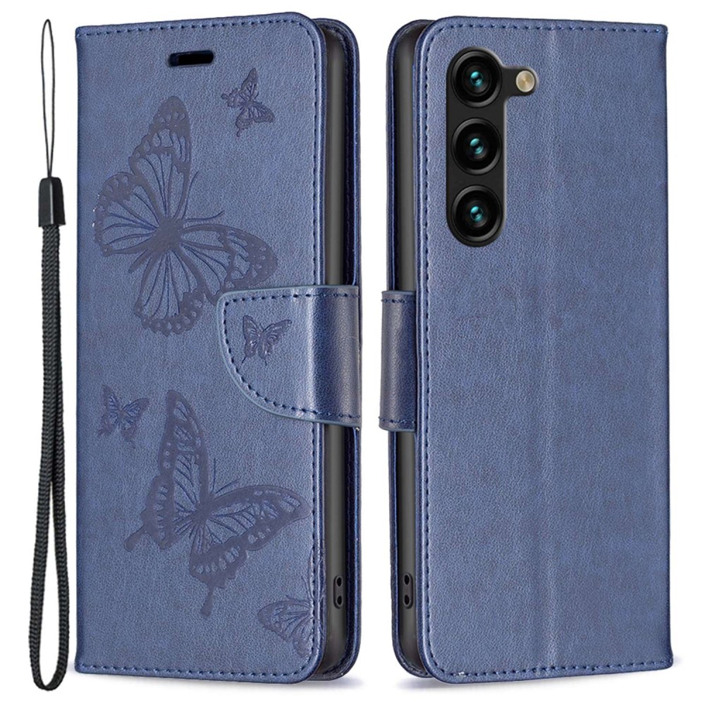 Samsung Galaxy S23 Plus Fodral Fjärilar Mörk Blå