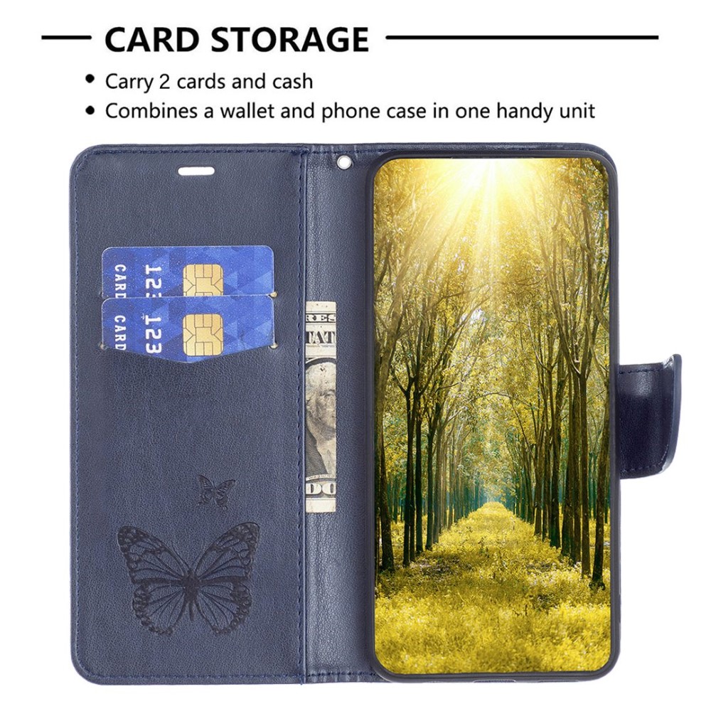  Samsung Galaxy S23 Plus Fodral Fjärilar Mörk Blå