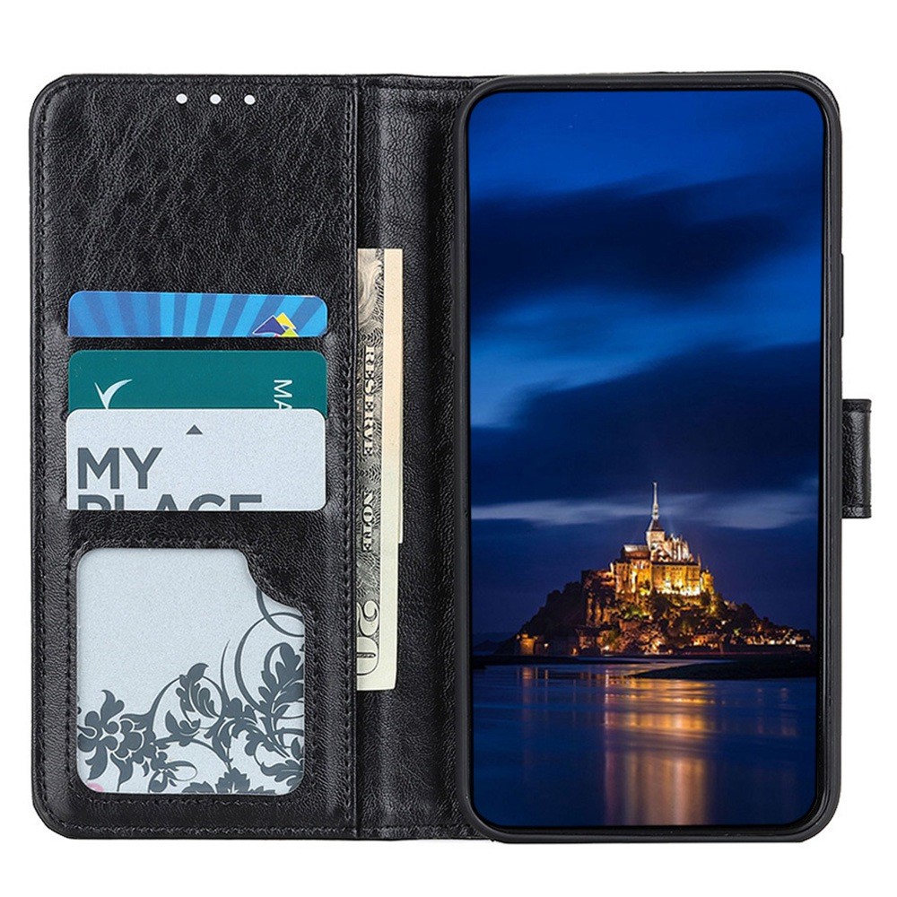  Samsung Galaxy S23 Plus Fodral Crazy Horse Läder Svart