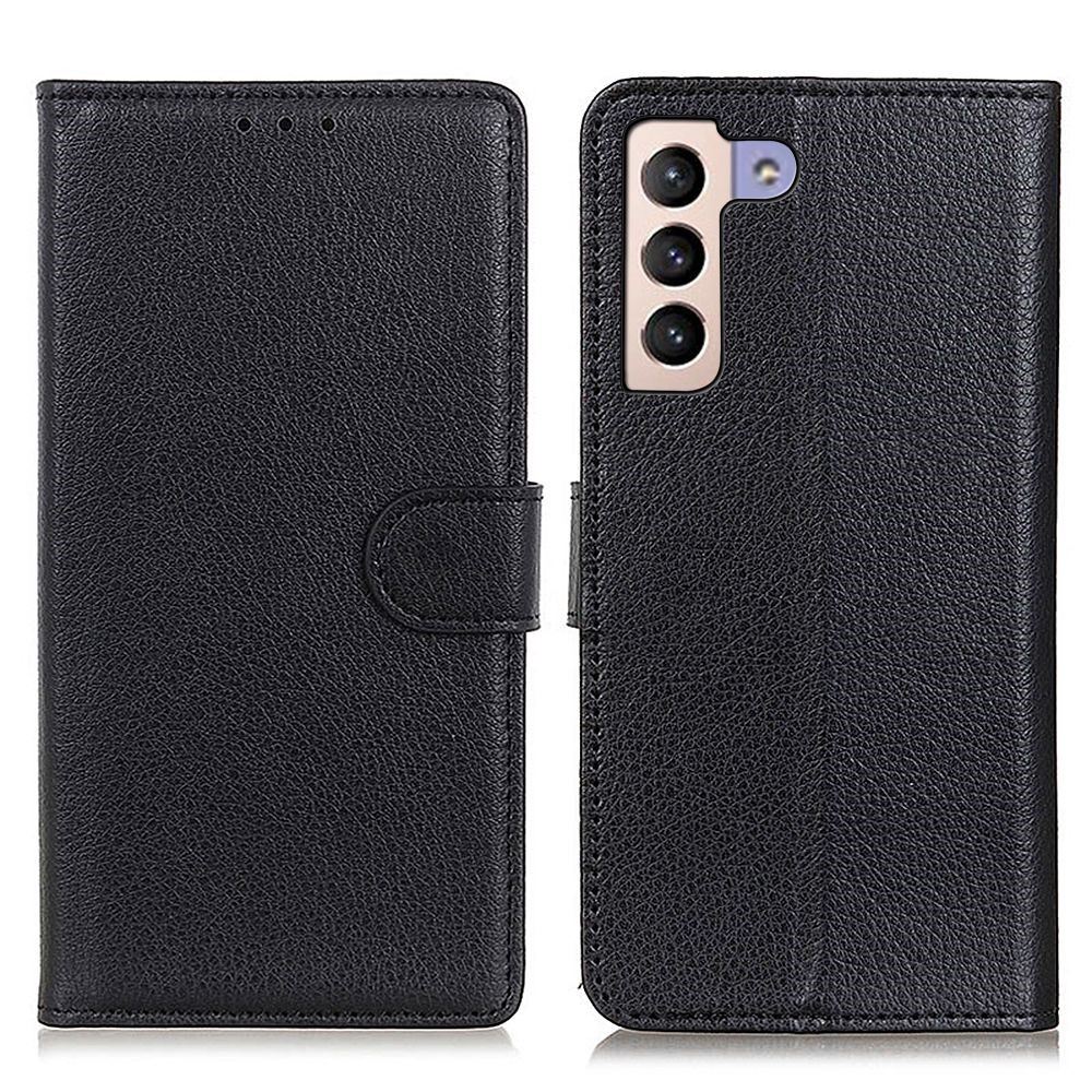  Samsung Galaxy S23 Plus Fodral Litchi Läder Svart