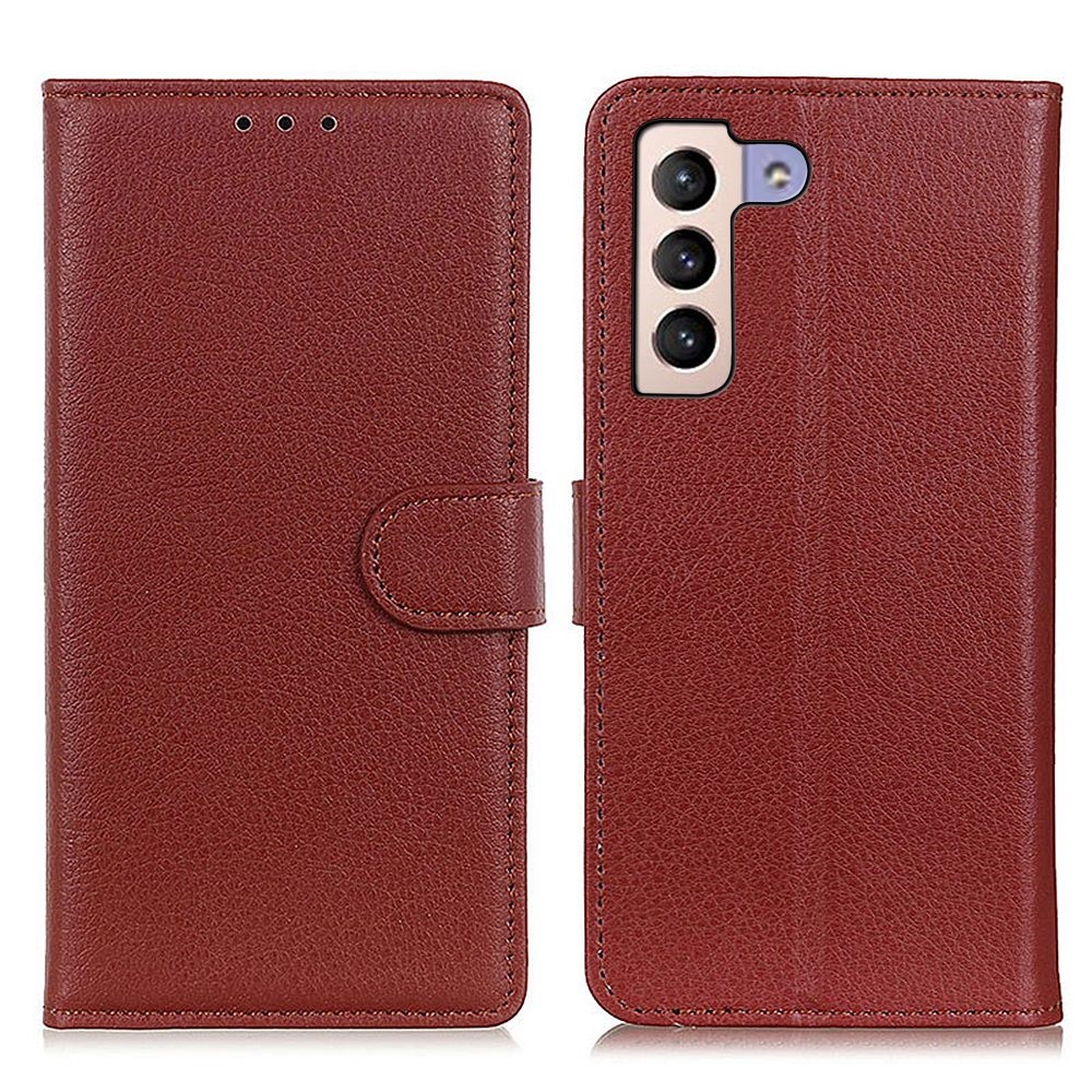  Samsung Galaxy S23 Plus Fodral Litchi Läder Brun