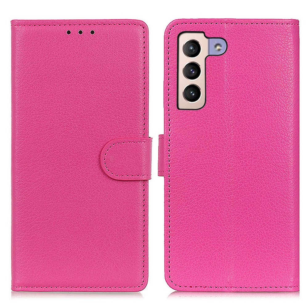  Samsung Galaxy S23 Plus Fodral Litchi Läder Rosa