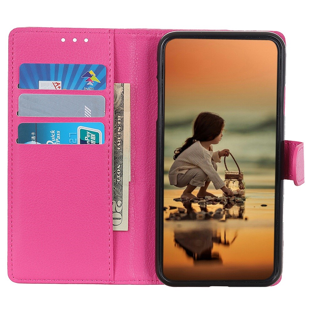  Samsung Galaxy S23 Plus Fodral Litchi Läder Rosa