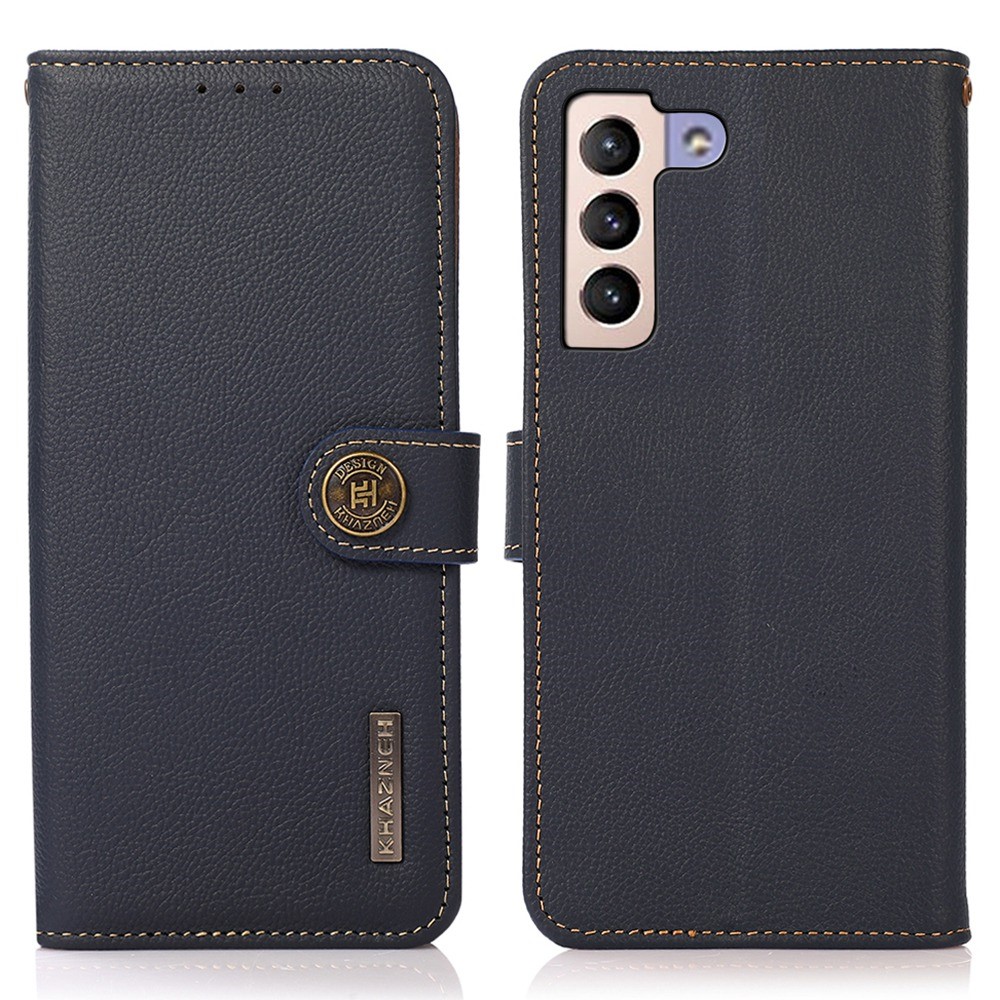 KHAZNEH KHAZNEH Galaxy S23 Plus Fodral RFID Äkta Läder Blå