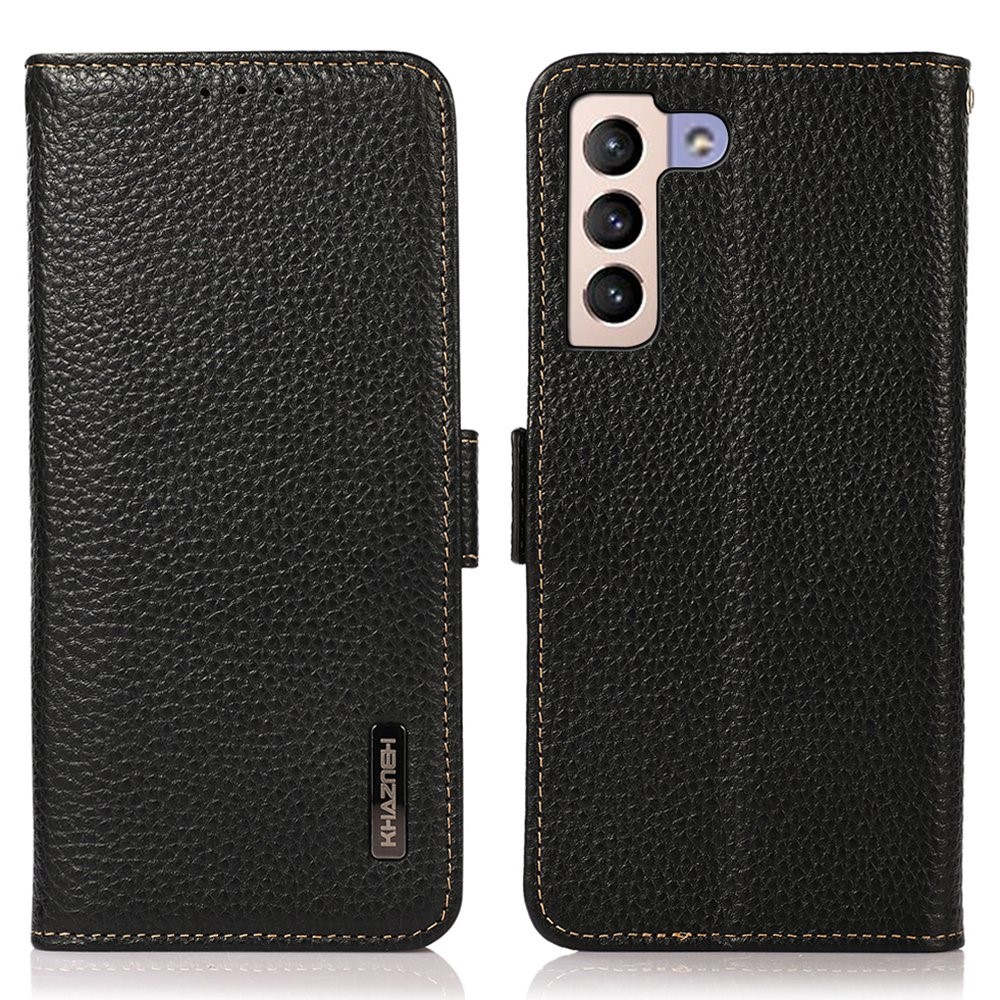 KHAZNEH KHAZNEH Galaxy S23 Plus Fodral Litchi Äkta Läder Svart