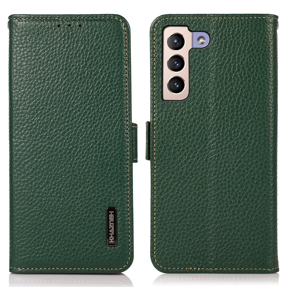 KHAZNEH KHAZNEH Galaxy S23 Plus Fodral Litchi Äkta Läder Grön