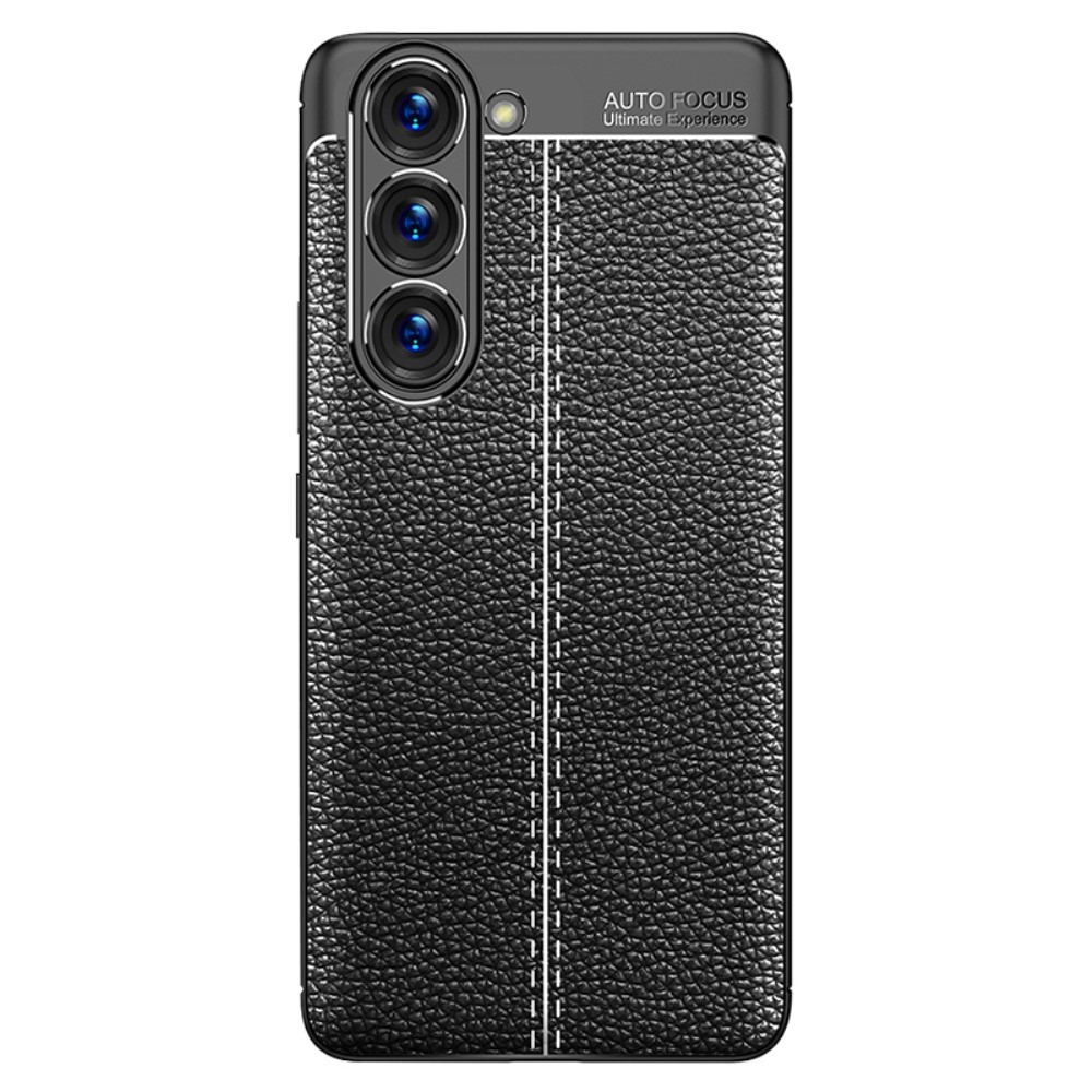  Samsung Galaxy S23 Plus Skal Litchi Textur Svart