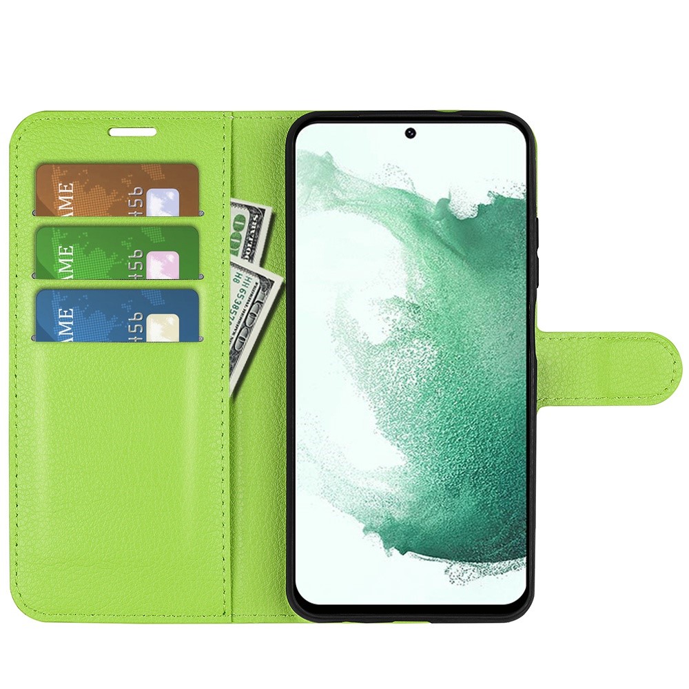 Samsung Galaxy S23 Plus Fodral Litchi Läder Grön