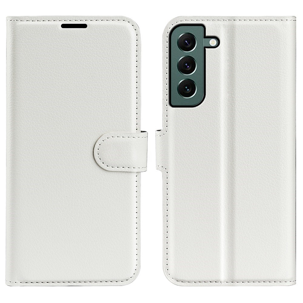  Samsung Galaxy S23 Plus Fodral Litchi Läder Vit